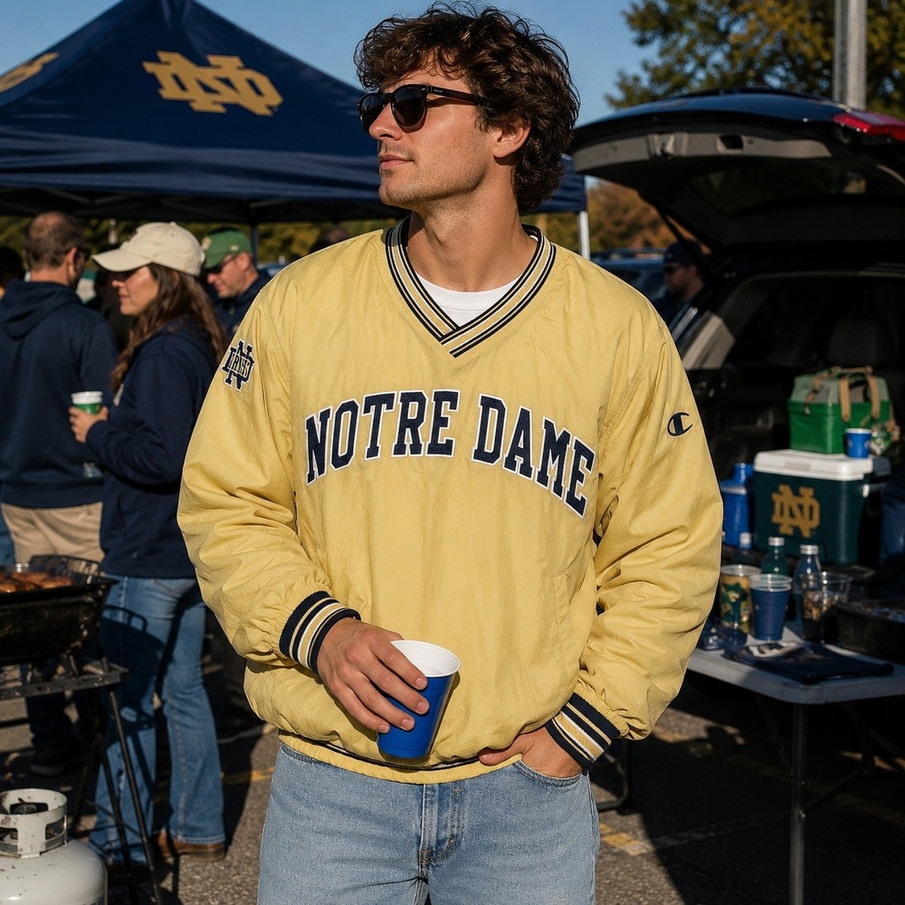 Vintage Champion Notre Dame Fighting Irish Pullover Jacket Windbreaker Men's M